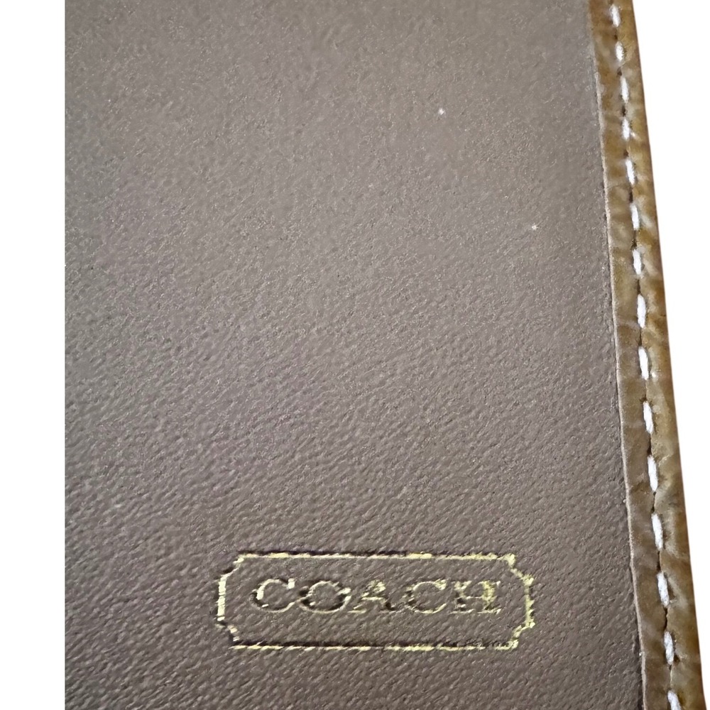 Coach Brown Signature C Jacquard Leather Trim Checkbook Cover 6.75x3.75 Prelove - Picture 6 of 9